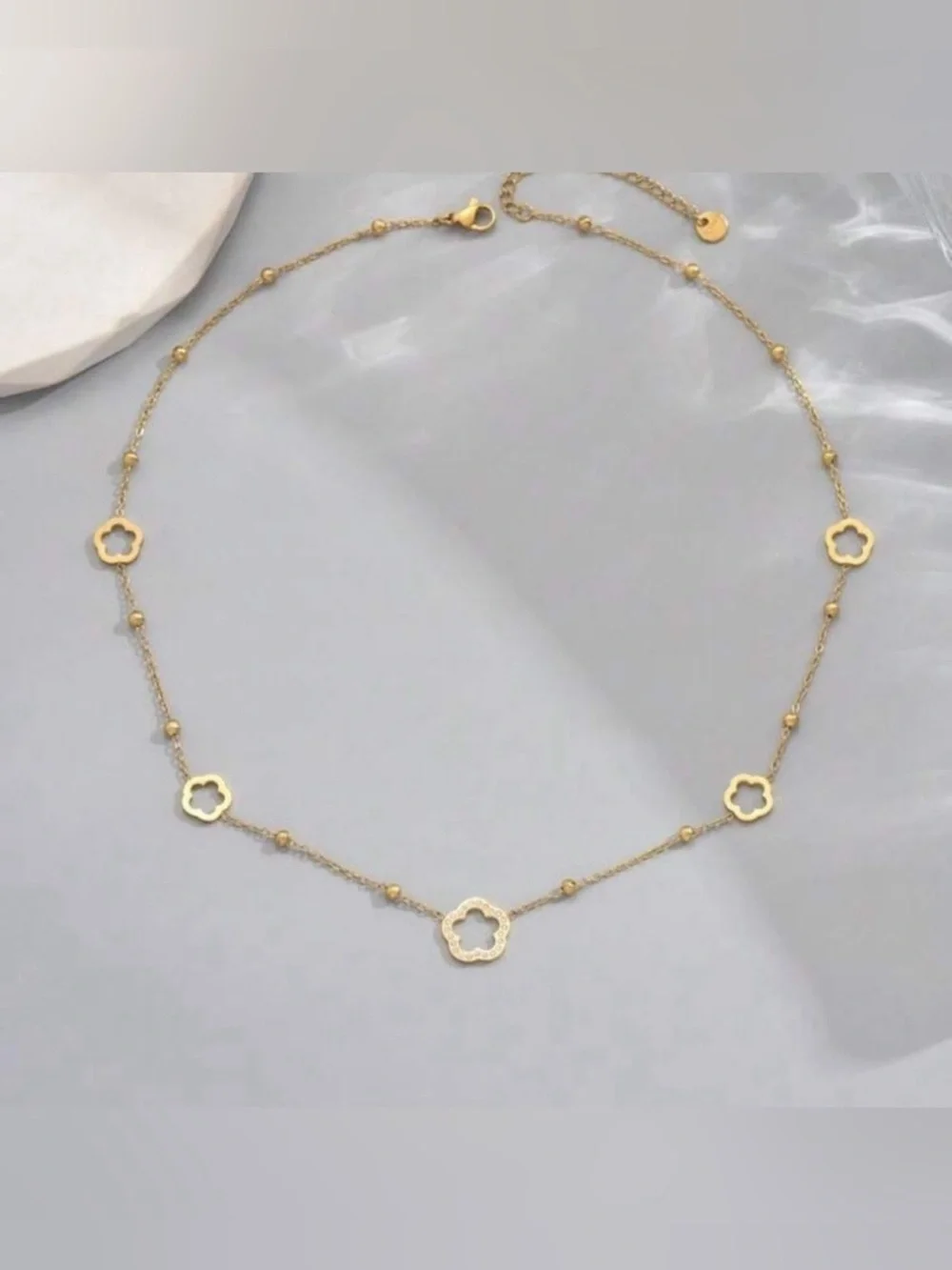 Gold Plated Stainless Steel Clover Necklace
